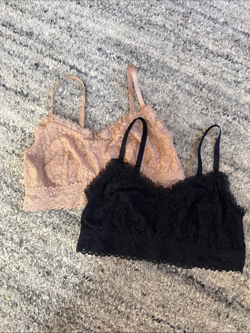 Thirdlove lace bralette lot black and cream M